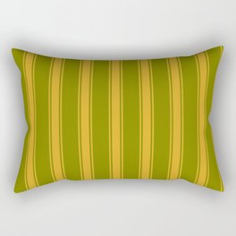 [ Thumbnail: Green & Goldenrod Colored Stripes/Lines Pattern Rectangular Pillow ]