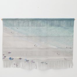 Summer Seaside Beach Print - Aerial Ocean Crowded Beach Sea photography by Ingrid Beddoes Wall Hanging