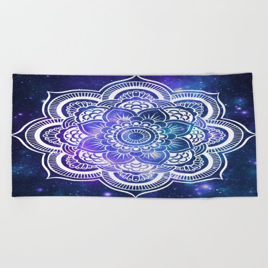 Mandala: Violet & Teal Galaxy Beach Towel