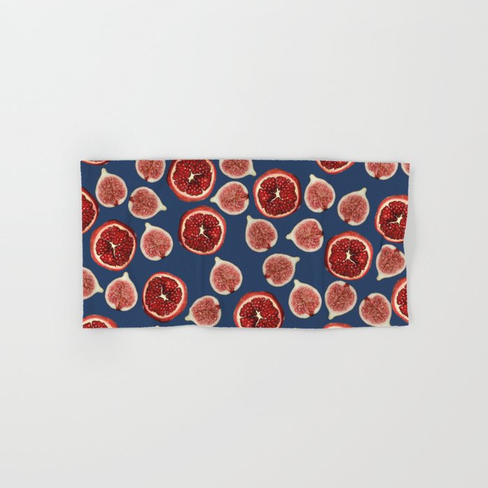 Figs - Pomegranate - blue Hand & Bath Towel