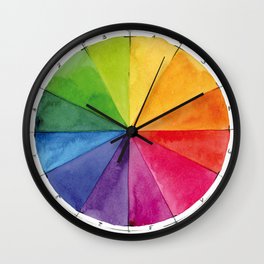 Watercolor color wheel Wall Clock
