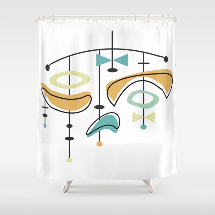 Mid Century Modern Abstract Atomic Age Shower Curtain By Imagepixel