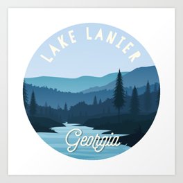 Lake Lanier, Georgia Mountains Landscape Art Print
