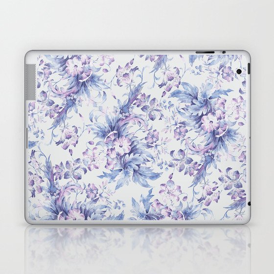 Elegant vintage pink lavender white blue floral Laptop & iPad Skin