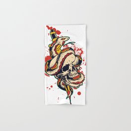 Skull and Snake Flash Art Hand & Bath Towel