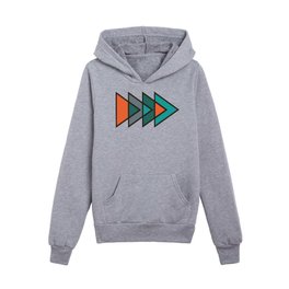 horizontal arrows- layered geometric triangles- teal mint green orange and gray Kids Pullover Hoodies