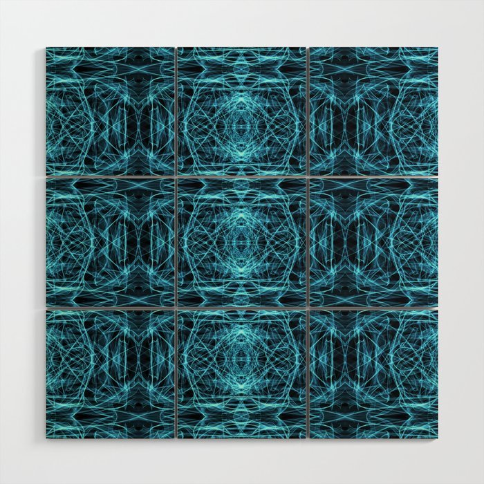 Liquid Light Series 38 ~ Blue Abstract Fractal Pattern Wood Wall Art