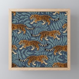 Tigers - dusky blue Framed Mini Art Print