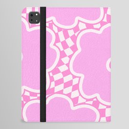 Pastel Lilac Flowers on Swirled Checker iPad Folio Case