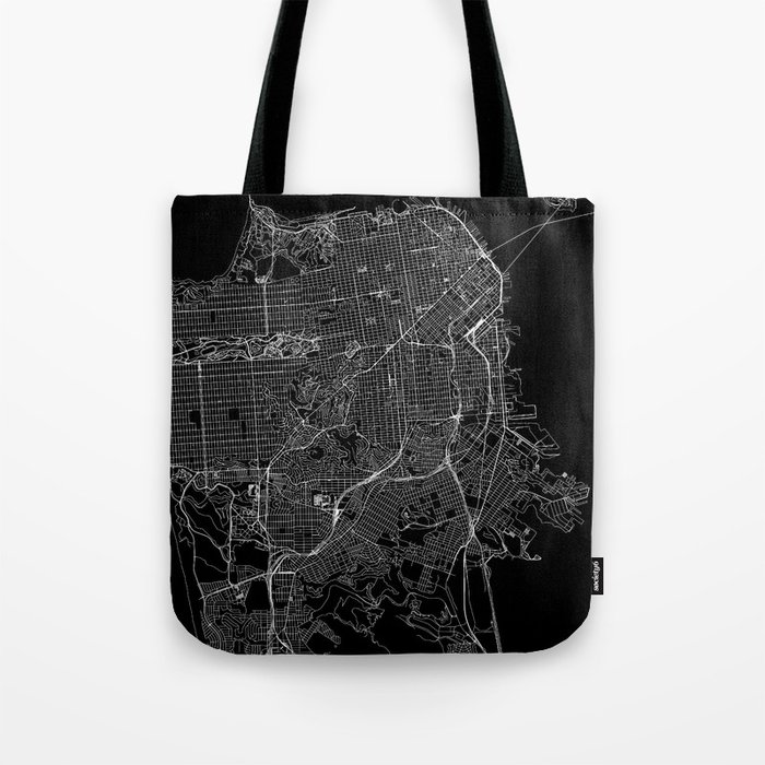 San Francisco Black Map Tote Bag