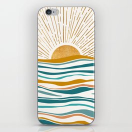 The Sun and The Sea - Gold and Teal iPhone Skin