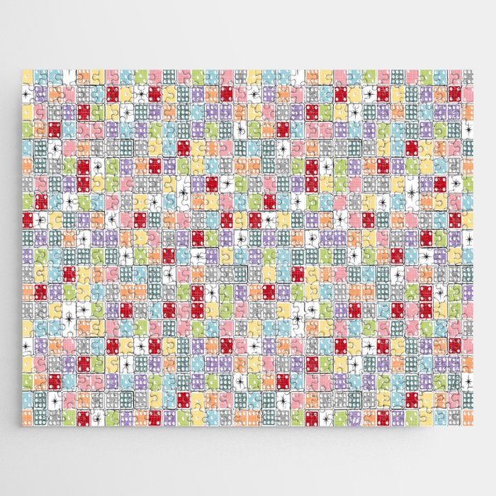 Pastel Starburst Mid century Dominoes Jigsaw Puzzle