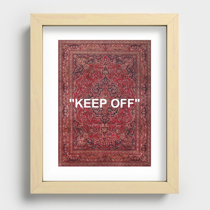 Antique oriental red carpet - keep off Recessed Framed Print
