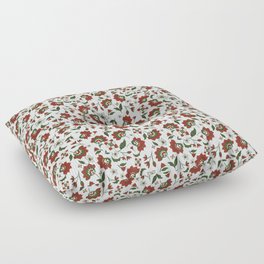 Waltzing Christmas Flowers on White Background Floor Pillow
