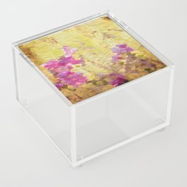 Pink Wildflowers Painted Photo Acrylic Box