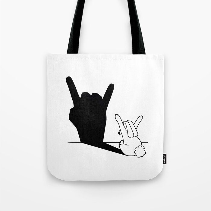 Rabbit Rock and Roll Hand Shadow Tote Bag