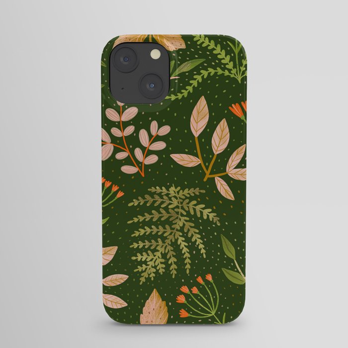 Leaves flowers seamless pattern iPhone Case