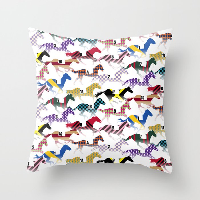 Off to the Horse Races Jockey Silk Pattern Throw Pillow by