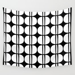 Mid Century Modern Scandinavian Geometric 132 Black and White Wall Tapestry