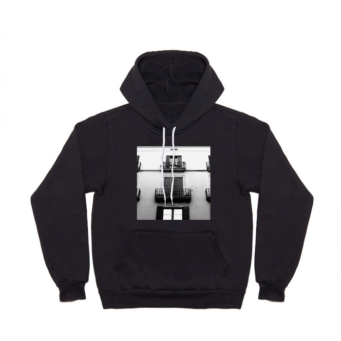 black and white building Hoody