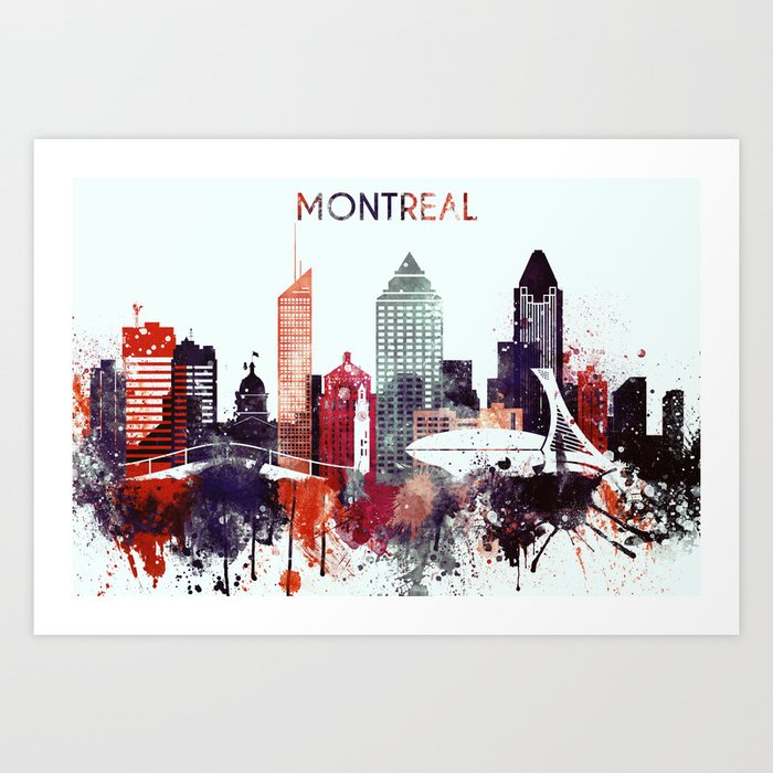 Montreal Watercolor Skyline Art Print By Dimdom Society6
