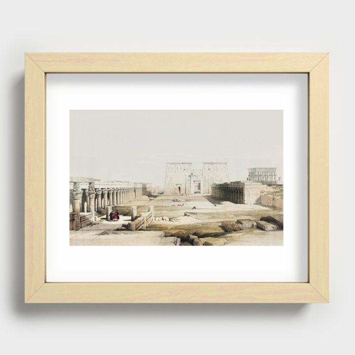 Grand approach to the Temple of Philae Nubia illustration by David Roberts (1796–1864) Recessed Framed Print