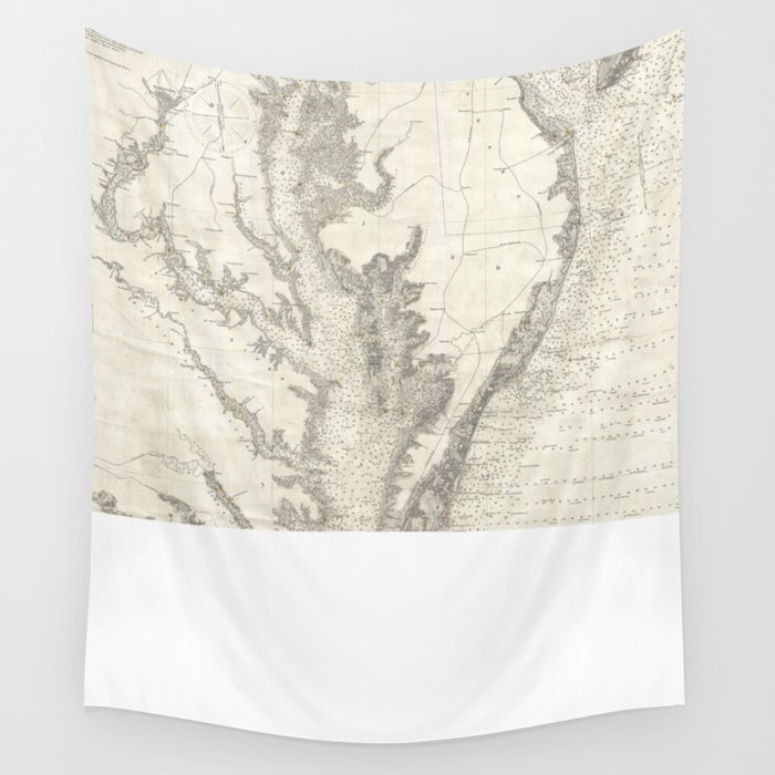Vintage Map of The Chesapeake Bay (1893) Wall Tapestry by BravuraMedia 