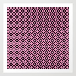 Pink and Black Ornamental Arabic Pattern Art Print
