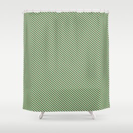 [ Thumbnail: Aquamarine and Sienna Colored Striped/Lined Pattern Shower Curtain ]