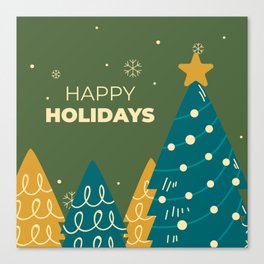 Happy Holidays Green Canvas Print