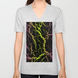 Cracked Space Lava - Purple/Lime V Neck T Shirt