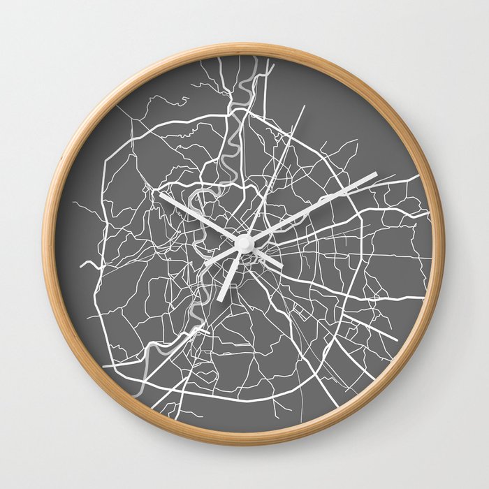 Rome city gray map Wall Clock