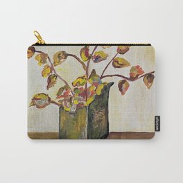 Maya's Flowers Carry-All Pouch | Love, Valantine, Gree, Painting, Wedding, Flower, Brown, Table, Vase, Nature 