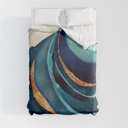 Abstract Blue with Gold Duvet Cover