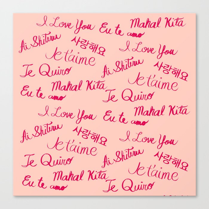 Love Typography Pink Canvas Print