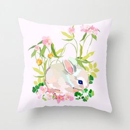 springtime bunny Throw Pillow