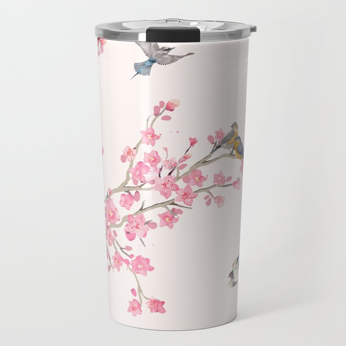 Birds and cherry blossoms Travel Mug