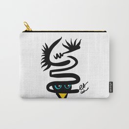 Abstract Snake Bird Minimal Style Line in Black and White and Color Carry-All Pouch