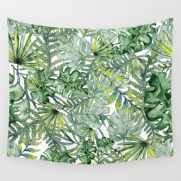 Watercolor Exotic Leaves Wall Tapestry
