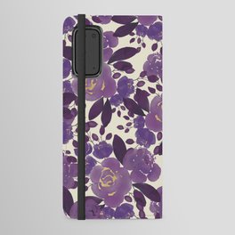 Elegant ivory gold lavender purple watercolor floral  Android Wallet Case