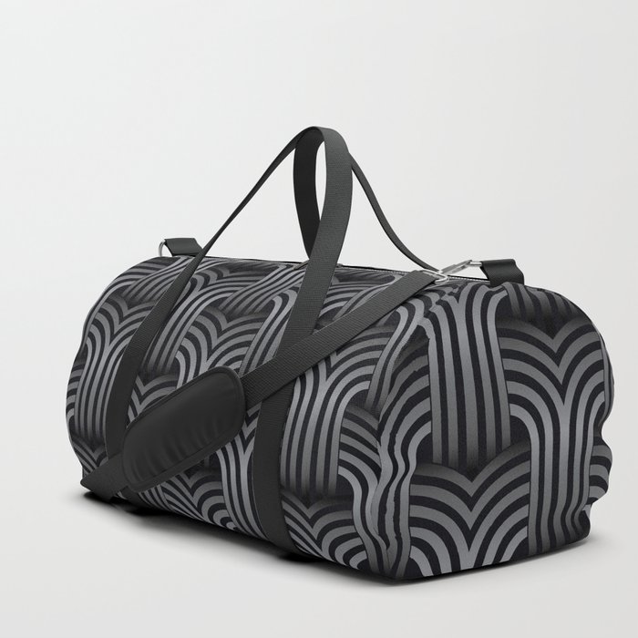 Dark Art Deco wallpaper. Geometric striped ornament. Digital Illustration Background. Duffle Bag