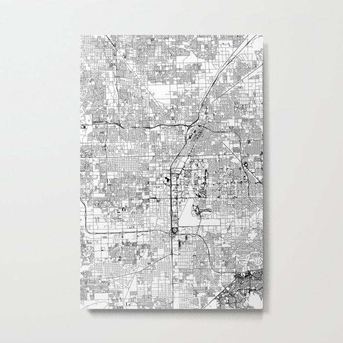 Las Vegas White Map Metal Print