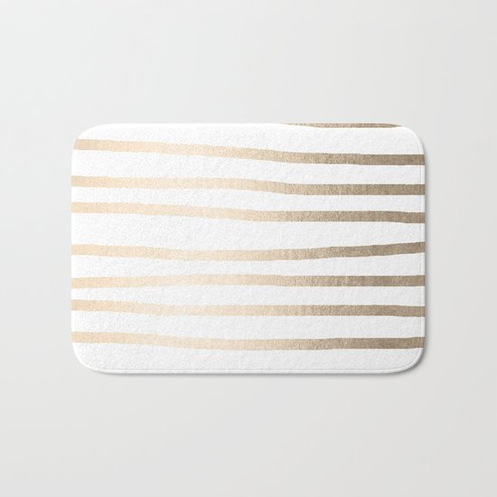 Simply Drawn Stripes in White Gold Sands Bath Mat