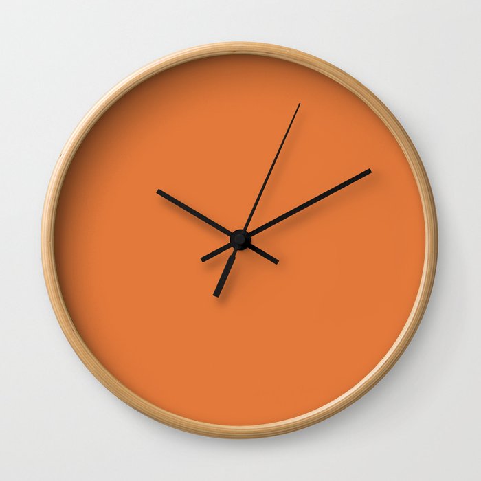 Mid-tone Orange Solid Color Pairs Pantone Orange Peel 16-1359 TCX Wall Clock