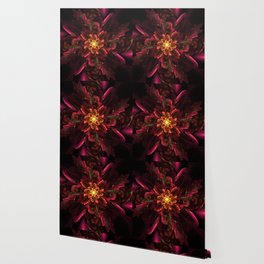 Dark Red Floral Fractal Wallpaper