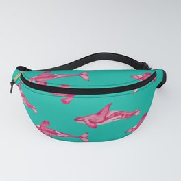 Orcas in watercolor | Teal and pink color palette Fanny Pack