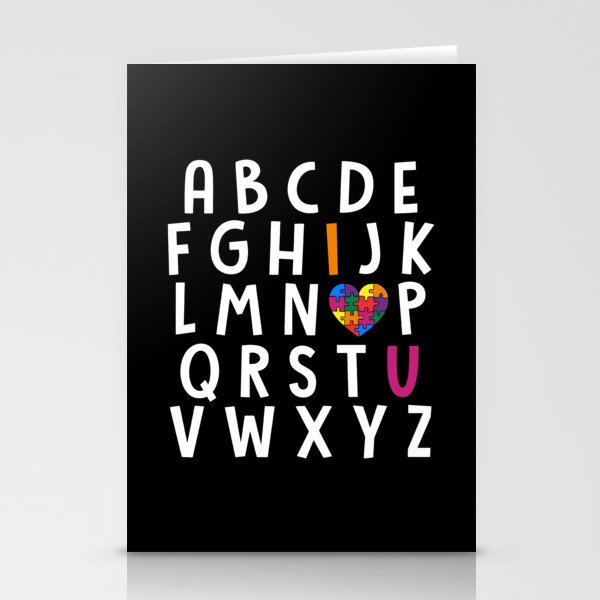 Autism Awareness Alphabet Typographic Stationery Cards