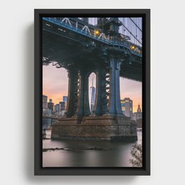 Dumbo Manhattan Bridge X One World Trade Center Framed Canvas