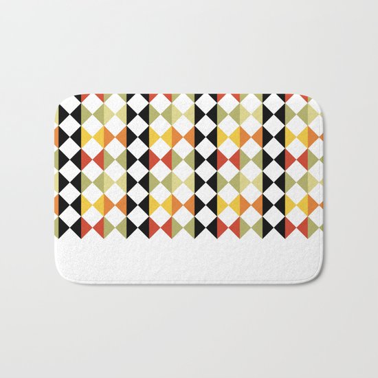 Checker diamond style colorful pattern with black and white Bath Mat