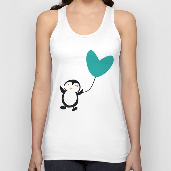 Penguin in love White Unisex Tank Top